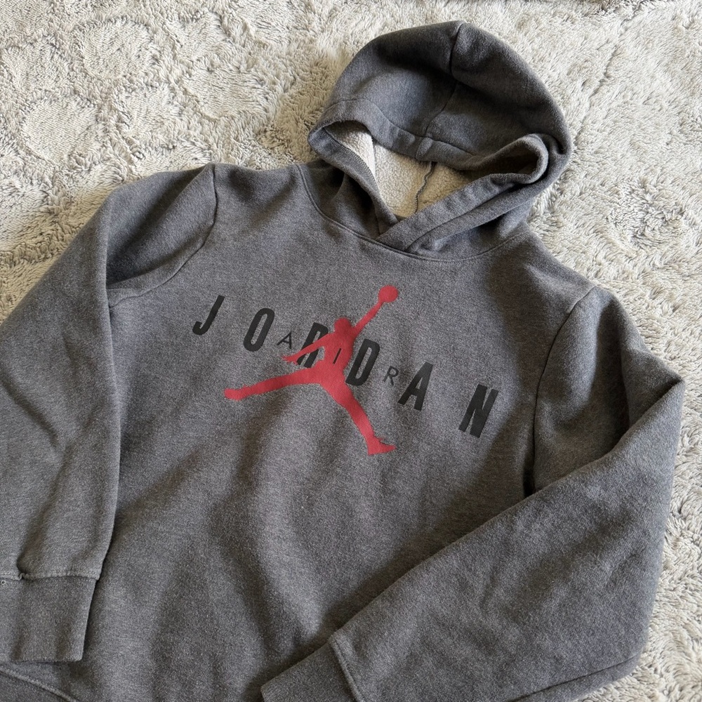 Nike Air Jordan Jumpman Logo Dark Gray Pullover Hoodie Youth Boy’s Med‎